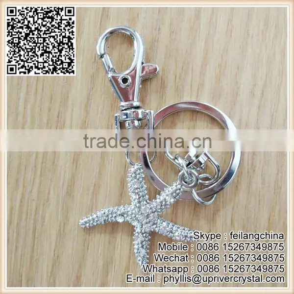 Wholesale Custom Metal Key Ring Popular Silver Crystal Star Keychain photo-2