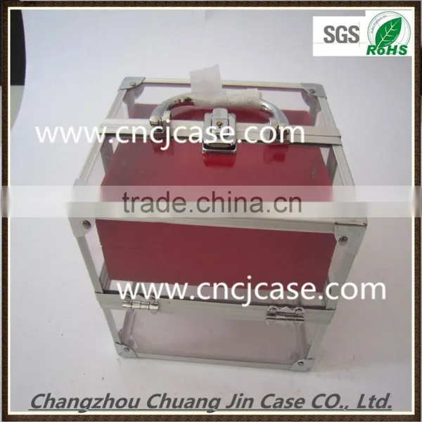 China Promotion Fashion Craft Smll Glass Aluminum Cosmetic Case