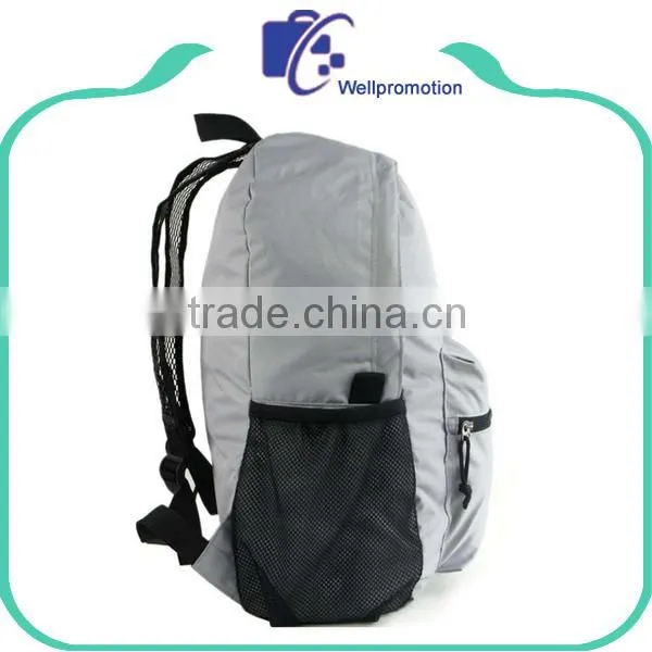 Cheap Grey Fashion Textile Backpack With Mesh Pockets photo-4