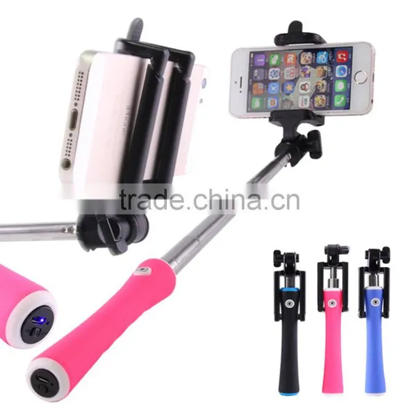 2015 Hot Portable in Pocket Flexible Walking With Bluetooth Stick Selfie Stick With Wired Cheap Price