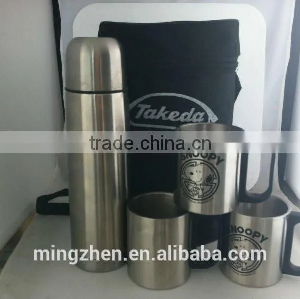 Fashionable Stainless Steel Gift Set 500ml Vacuum Flask and 2pcs 220ml Stainless Steel Coffee Mug photo-2