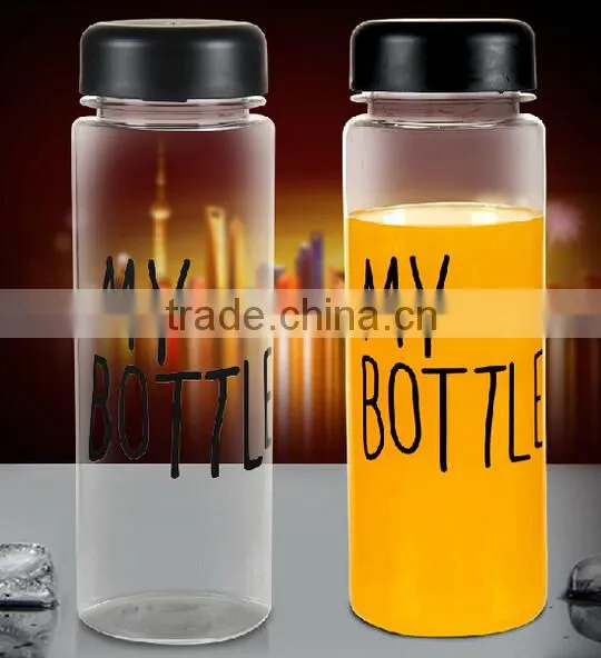 Korea Hot Sale Plastic Sports Water Bottle 500 ml my Bottle With Black Cap photo-2