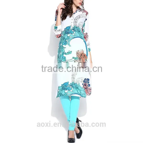Oem Clothes Supplier Latest Design Fashion Print Party Wear Kurti for Women photo-2