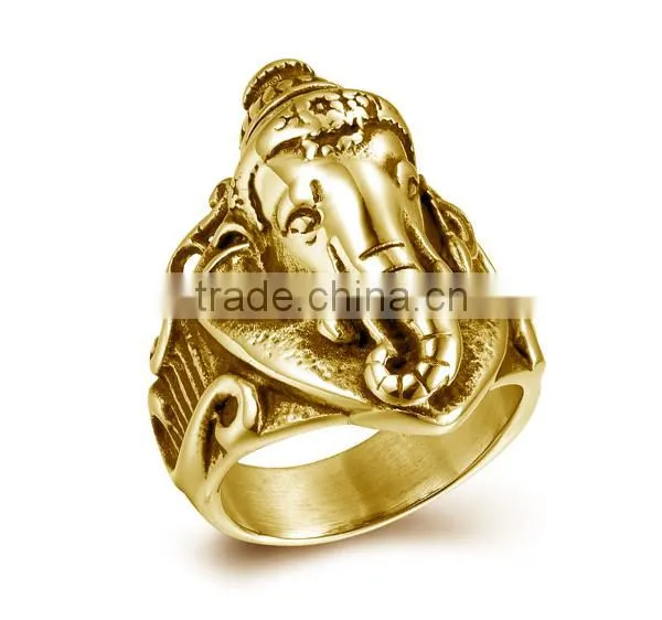 18K Gold Indian Mens Elephant Ring photo-3