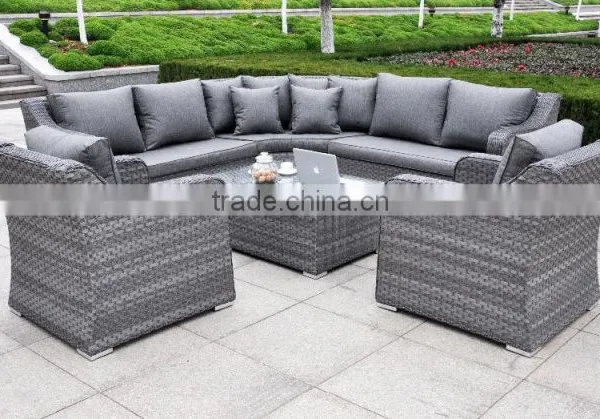 Patio Sectional Furniture Wicker Rattan Sofa Set With Cushions photo-4