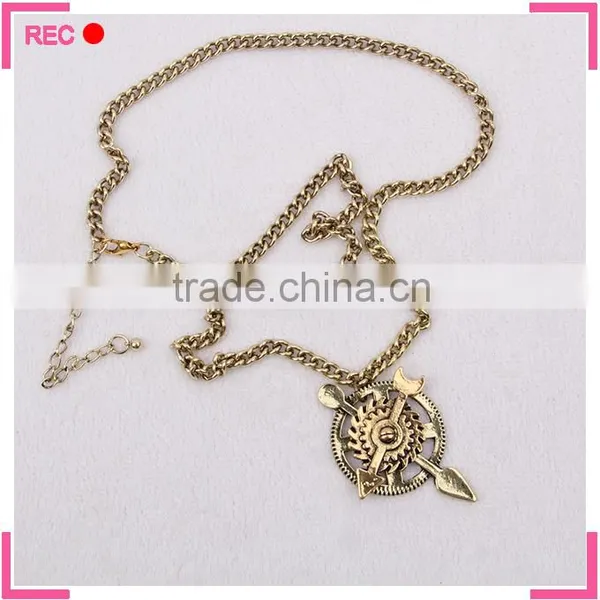 Punk Necklace With Compass Pendant, Imitate Antique Silver Meaningful Pendant Necklace photo-2