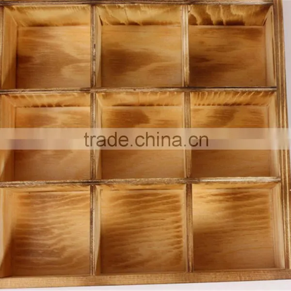 Burning Color Compartment Tray,wooden Rustic Tray,supermarket Wooden Tray photo-2