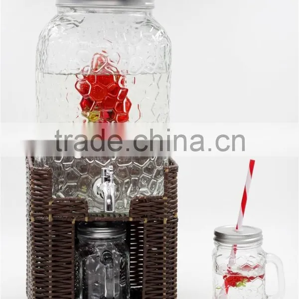 8L Embossing Square Shape Party Glass Water Dispenser photo-2