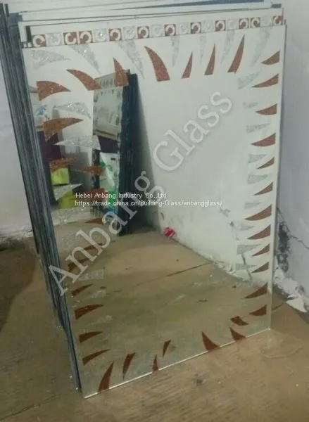 Double Coated Aluminium Mirror Tinted Mirror With Design, Decorative Bathroom Back Painted Mirror photo-5