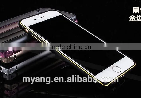 Mobile Phone Shell Hippocampal Buckle Double Color Arc Metal Bumper& Metal Back Cover Case for Iphone6/6plus photo-3