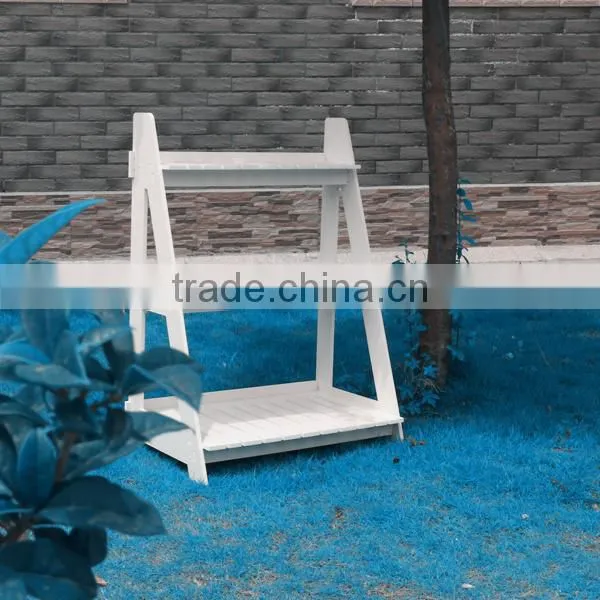Pure White Easy Cleaning Outdoor WPC Flower Shelf