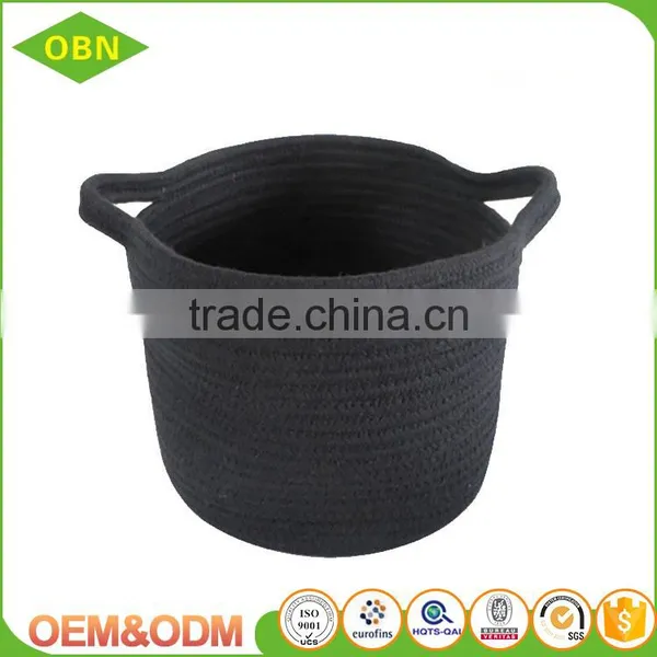 Cotton Rope Material Woven Black Storage Baskets photo-2
