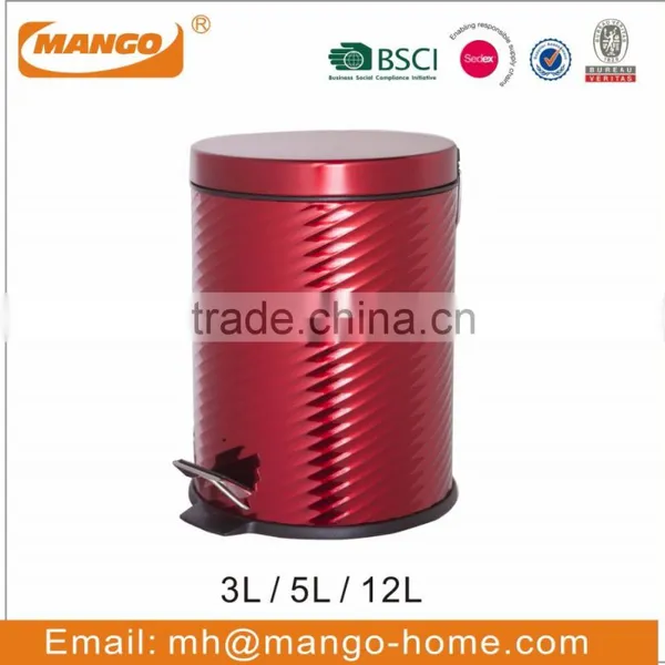 Metallic Colored Tin Metal Trash Can photo-2