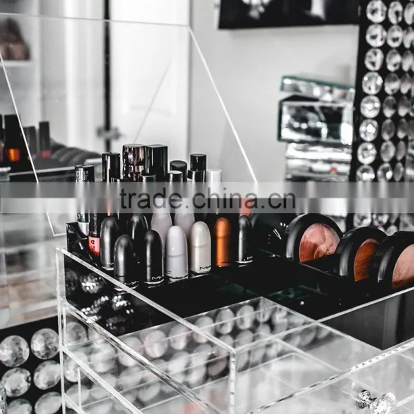 2017 Wholesale Clear Acrylic Lucite Makeup Storage Boxes Cosmetic Storage Box photo-5