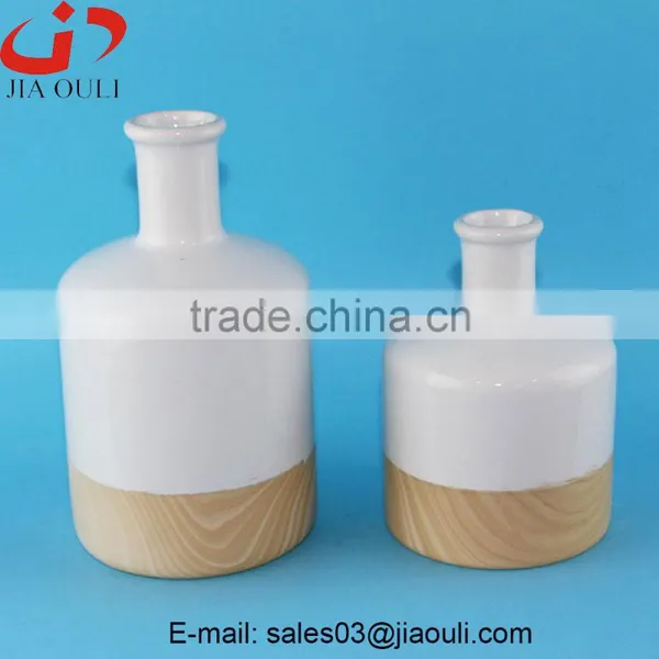 Hot Sales Glazed White Ceramic Wood Border Vases for Home Decor, Modern Ceramic Vases photo-3