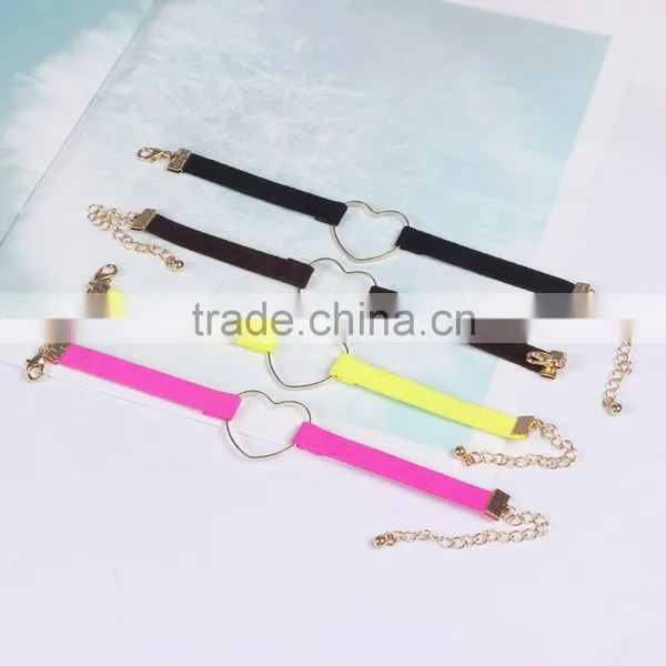 Gold Hollow Heart Charm Suede Leather Bracelet Lovers Jewelry Gifts photo-2