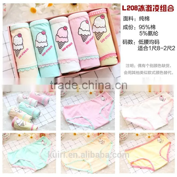 Hot Sale Ice Cream Cotton Underwear Cute Young Girls Panties Briefs Gift Box photo-3