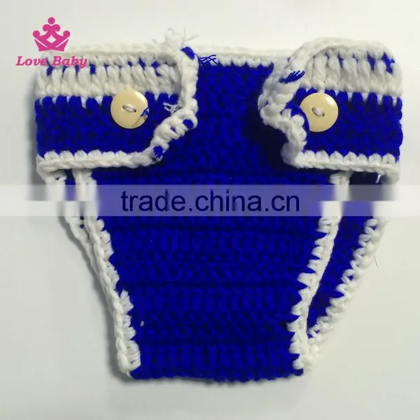 4pcs Set Photo Props Hat+shoes+diaper+tie Fashion Blue Crochet Cowboy Custome Photography photo-3