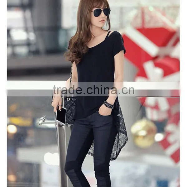 Moq.1pc Lace Design Hollow Stitching Slim Simple Blank Korean t Shirt,Summer Style t Shirt,t Shirt Design photo-3