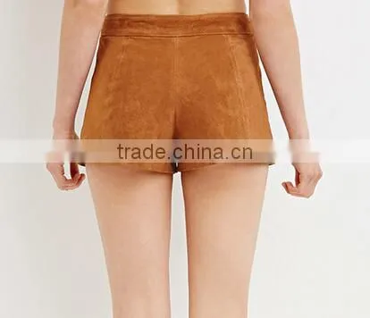 EY0579P Camel 100% Polyester Women Office Shorts 2016 photo-3