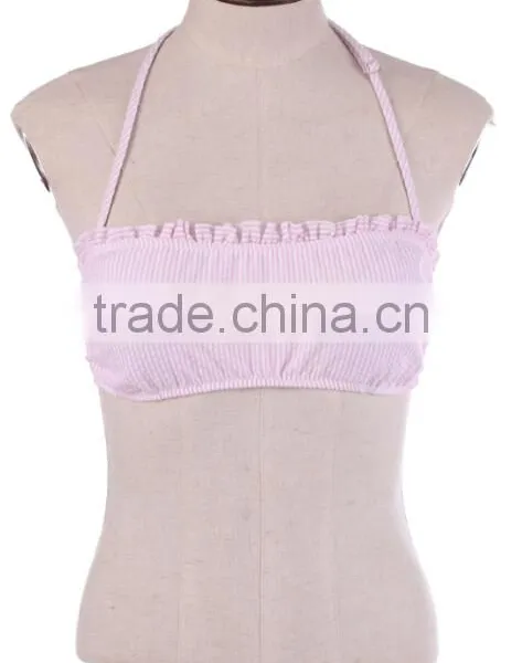 Whlolesale Hot Sale Monogrammed Seersucker Ruffle Bandeau Top photo-4