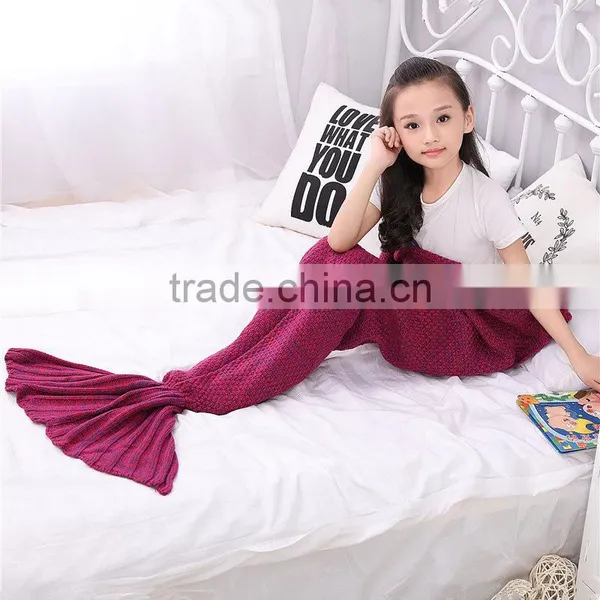 Spring Bedding Sofa Mermaid Blanket Wool Knitting Fish Style Little Tail Blankets Warm Sleeping Child Kids Princess Loves Gift photo-3