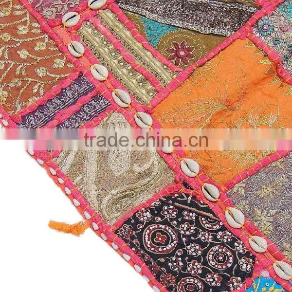 Handmade Decorative Pillow Case Lounge Floor Novelty Square Sari Cushion photo-3