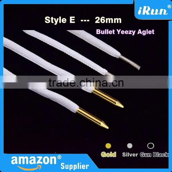 Customized Yeezy Shoelaces Metal Bullet Aglets - Gold&Silver&Gun Black Metal Tips - Bullet Shape Gold Metal Aglets photo-3