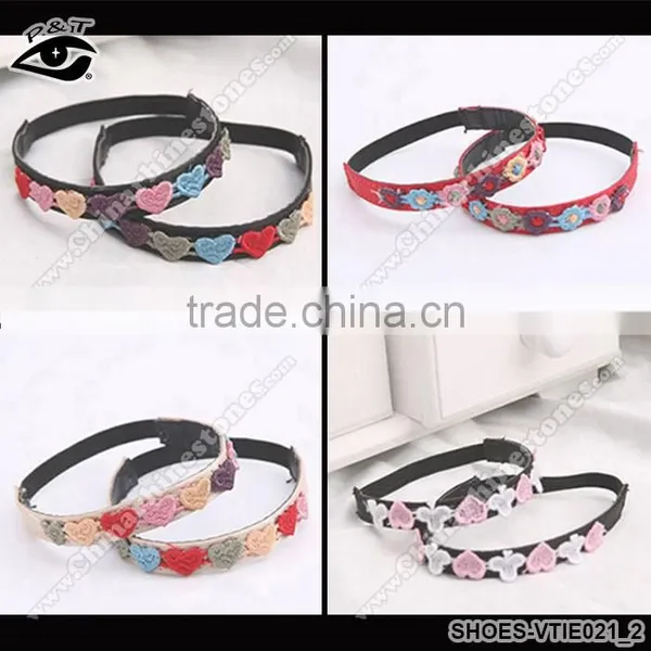 High Quality Decorative Embroideried Lace Pattern Shoelace Elastic Shoe Straps For Women Shoes photo-3