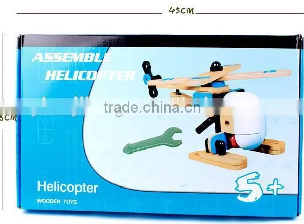 Wood DIY Assembly Helicopter Toy Wooden Educational Toys for Kids photo-4