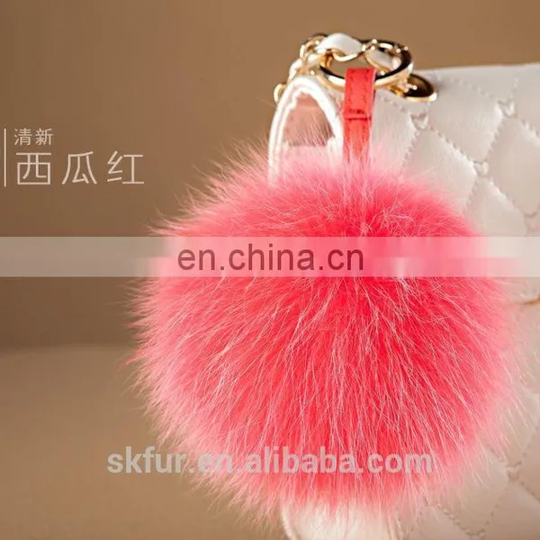 Factory Wholesale High Quality Fox Fur Pom Pom Keychain/fox Fur Pompon Keychain photo-2