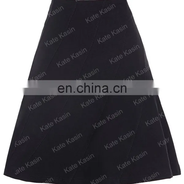 Kate Kasin Multi Panel Scallop Seam High Stretchy A-Line Skirt KK000291-1 photo-4