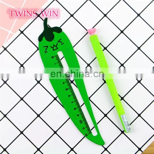 Latest Popular Korean Kawaii Stationery Promotion High Quality Hot Selling Funny Chili Shaped Wooden Ruler for Student photo-3