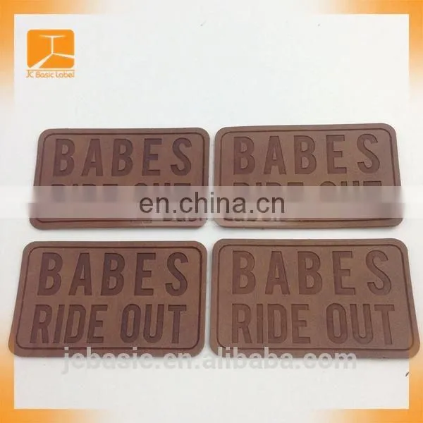 Wholesale Custom Clothing Brand Name Real Leather Embossed Leather Label photo-2
