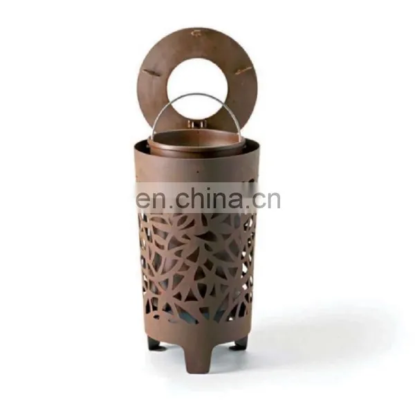 Decorative Trash Can Perforated Corten Steel Litter Bin photo-2