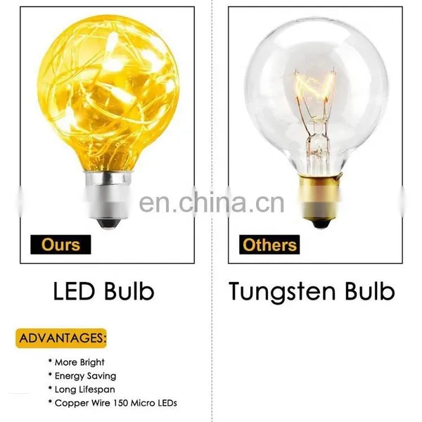 LED G40 Copper Wire Globe String Light With Low Voltage String Light Clear Bulbs 12Bulbs 12ft photo-3