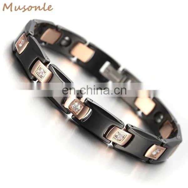 Ceramics Magnetic Energy Therapy Men's Link Wrist Bracelet Bio Tungsten Magnetic Bracelet photo-3