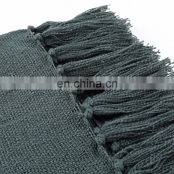 Solid Blanket Cross Woven Couch Throw Christmas Knitted Blankets With Decorative Fringe Lightweight for Bed or Sofa Decorative photo-2