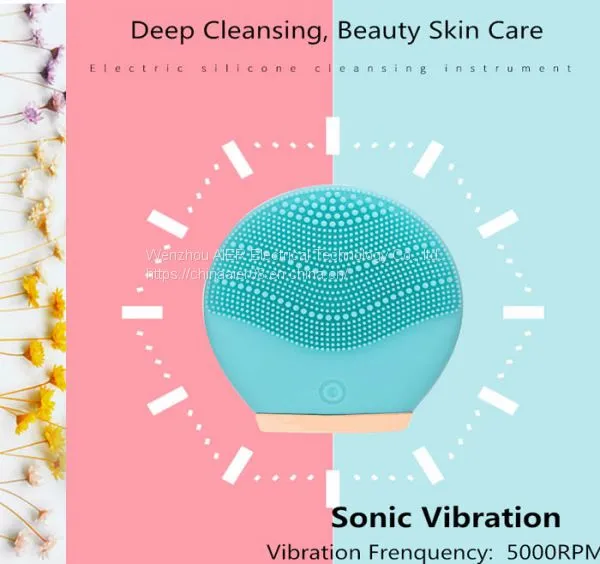 Silicone Facial Cleansing Brush Mini Rounded Waterproof Electric Face Massager photo-2