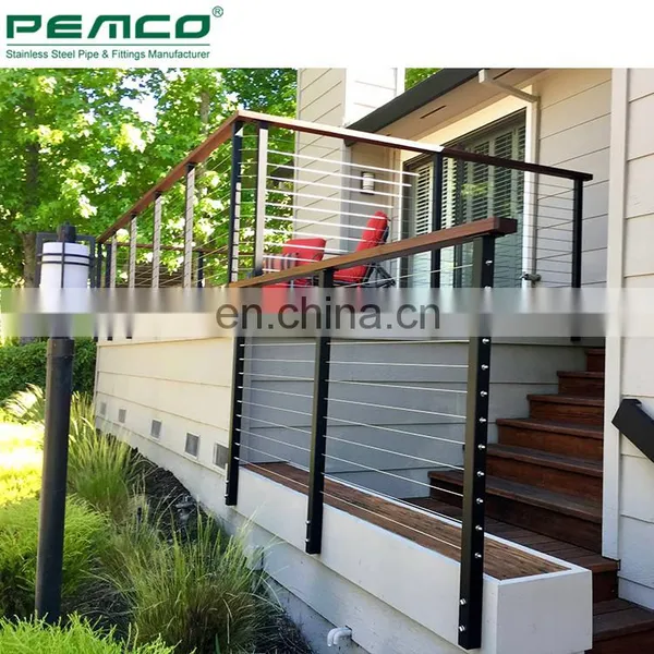 Outdoor Deck Powder Coating 316 Stainless Steel Black Staircase Designs Cable Railing Kit System photo-4