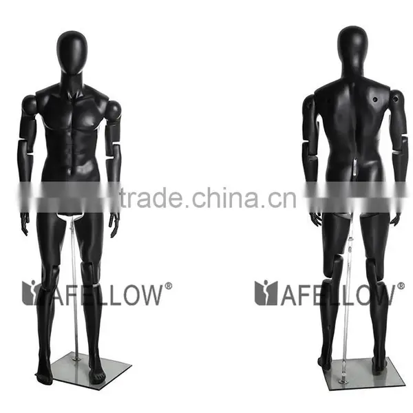 Fiberglass Egg Head Male Matt Black Movable Mannequins photo-3