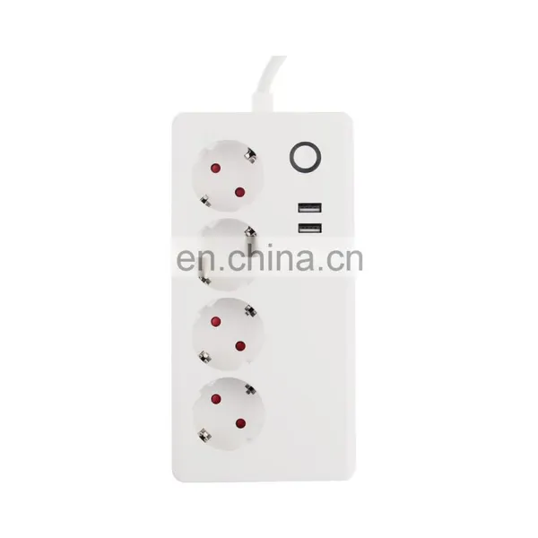 Universal EU Travel Extension Plug Socket 4 Outlets 2 USB Desktop Power Strip Surge Protector photo-4