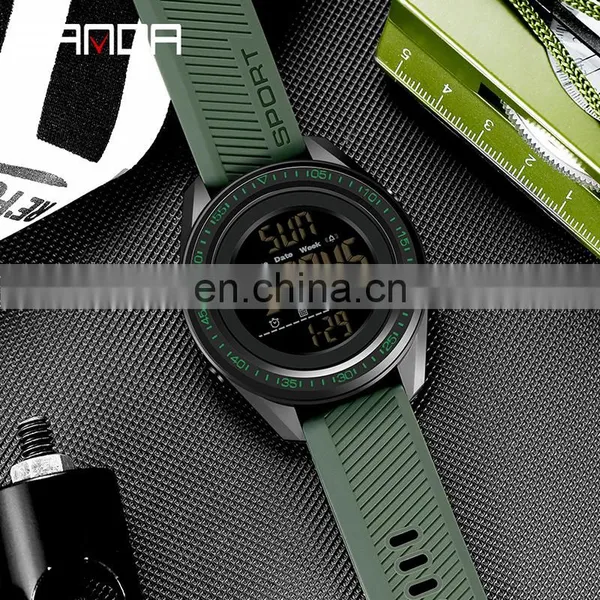 Sanda 6013 Multi Functional Digital Men Wristwatch Water Resistant LED Luminous Clock Sport Wrist Watches for Men photo-4
