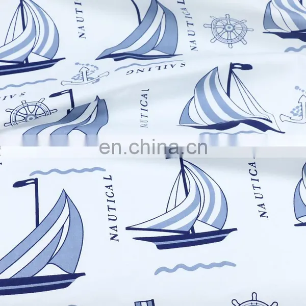 Navy Cartoon Sailing Fabric Kindergarten Baby Wrapped in Sleeping Bag Child Quilt Cover Sheet Cotton Fabric photo-2