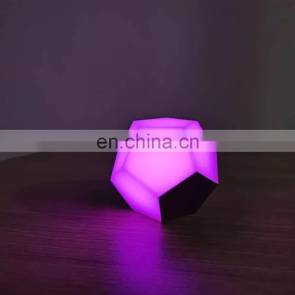 Geometric Shape Acrylic Table Lamp Polygonal LED Changing Hotel Decorative Desk Lamp photo-2