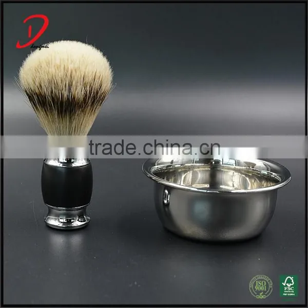 New Product Badger Shaving Brush and Shaving Soap Bowl,metal Barber Shaving Set photo-2