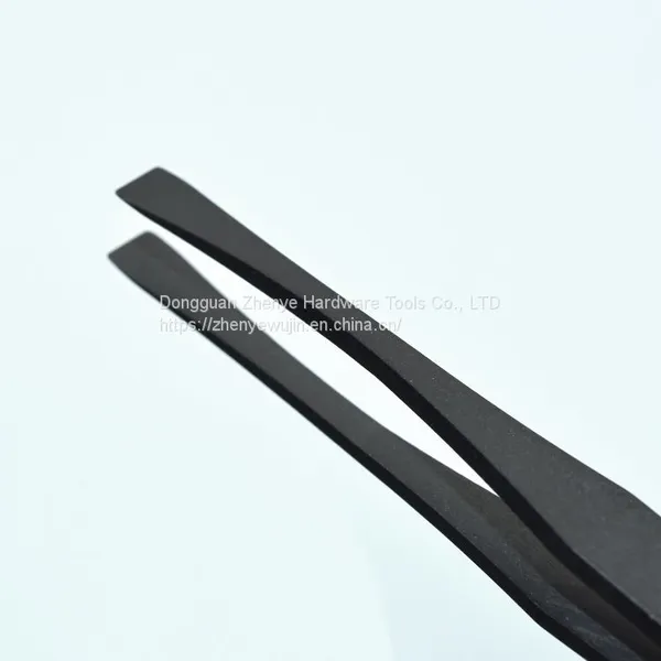 Plastic Tweezers Black Carbon Fiber Tweezers Round Nose Pointed Nose Flat Nose Elbow Pointed Nose Multifunctional Clip 93308 photo-4