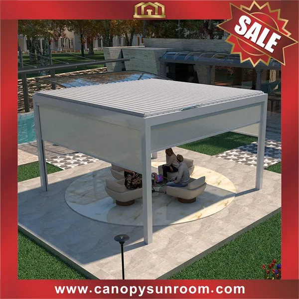 hot selling outdoor backyard Aluminum Louver Motorized louvered shutter Opening Roof Pergola shelter