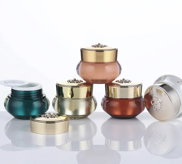 Acrylic Luxury Cream Jars Cosmetic Jars 10g 20g 50g Lids Glass Jar With Screw Top Lid High Quality