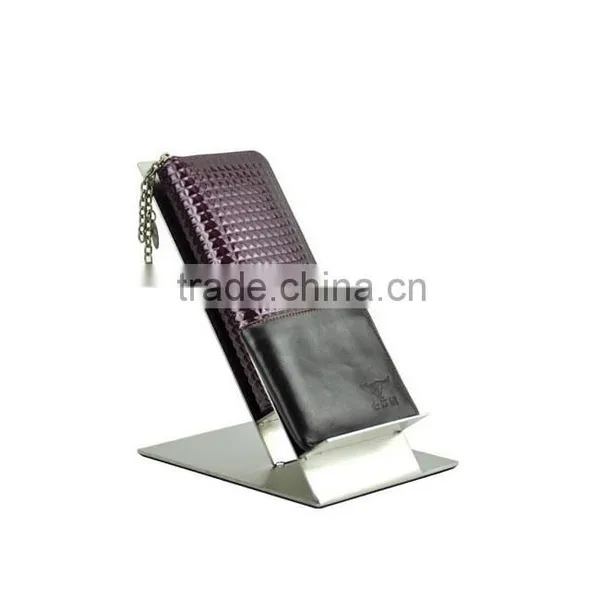 Metal Wallet Display Stand Purse Holder Matt Silver Stainless Steel Wallet Rack RWA003 photo-2